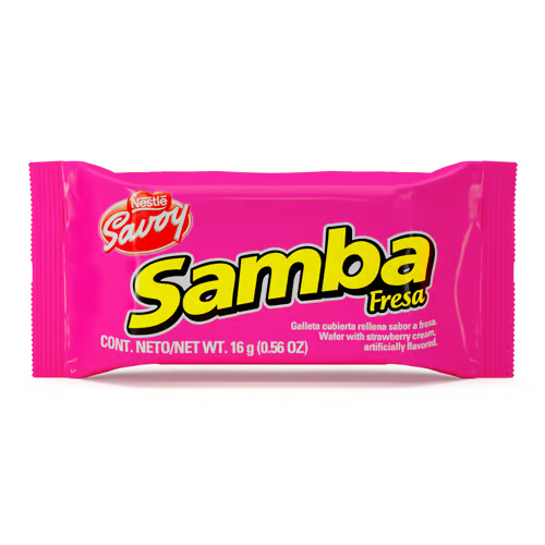 [1000089] SAMBA® Chocolate Covered Strawberry Flavored Wafer with Filling Bag of 35 units of 16 g